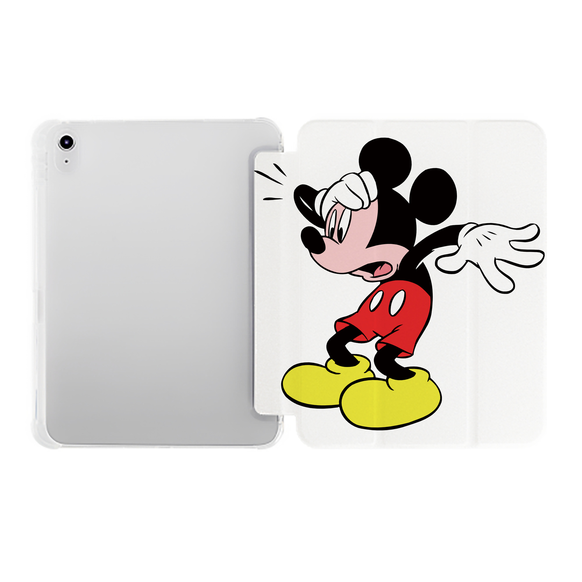 （画像用） ミッキーマウス Mickey Mouse IPad ケース ペン収納付き 三つ折りスタンド PUレザー×シリコン 対応機種9.5/10.5/10.9インチ